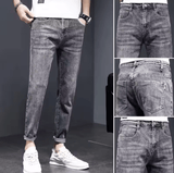 Men’s Summer Thin Denim Jeans – Casual Slim Fit, Hole-Punched Long Pants, Cotton, Spring-Autumn New Style, Versatile Loose Fit
