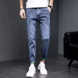 Men’s Summer Thin Denim Jeans – Casual Slim Fit, Hole-Punched Long Pants, Cotton, Spring-Autumn New Style, Versatile Loose Fit