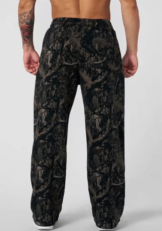 Men’s Jogger Straight Fitness Pants – Trendy Camouflage Wide Leg, Breathable Running Sweatpants, Loose Fit Trousers