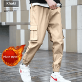 Men’s Winter Thickened Fleece-Lined Cargo Pants – Loose Fit Korean Style Sporty Nine-Point Trousers, Versatile Casual Wear