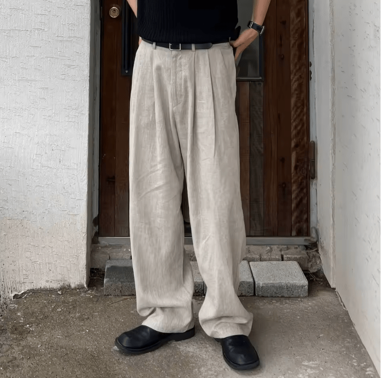 Men’s Summer Linen Trousers – High-End Japanese Style, Versatile Loose-Fit Straight-Leg Casual Pants, Comfortable & Breathable
