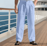 Men’s Casual Linen Business Trousers – Wide Leg, Loose Fit, Comfortable Lightweight Pants for Daily Wear & Office