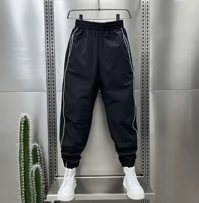 Men’s Summer Quick-Dry Casual Pants – Thin Breathable Air-Conditioning Trousers with Splicing & Side Stitching, Bundled Feet Style
