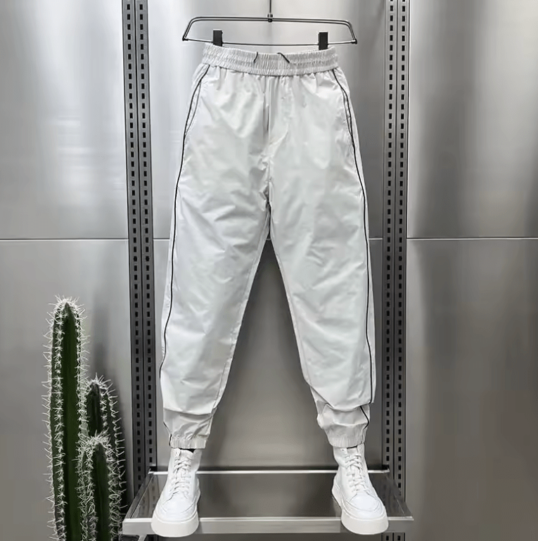 Men’s Summer Quick-Dry Casual Pants – Thin Breathable Air-Conditioning Trousers with Splicing & Side Stitching, Bundled Feet Style