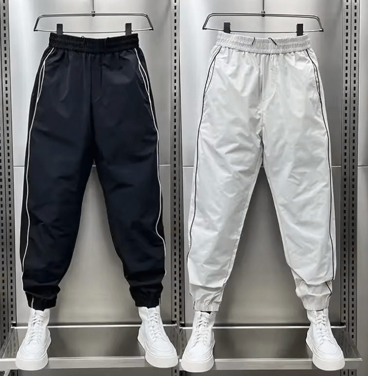 Men’s Summer Quick-Dry Casual Pants – Thin Breathable Air-Conditioning Trousers with Splicing & Side Stitching, Bundled Feet Style