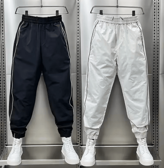 Men’s Summer Quick-Dry Casual Pants – Thin Breathable Air-Conditioning Trousers with Splicing & Side Stitching, Bundled Feet Style
