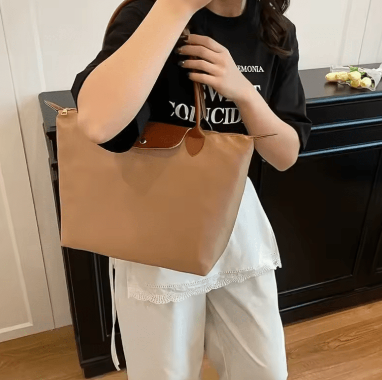 Women’s Casual Large-Capacity Shoulder Bag – Spring New Handheld Dumpling Bag, Simple Portable Underarm Tote with Nylon Lining
