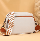 Genuine Leather Women’s Shoulder Bag – Wide Strap Solid Color Crossbody, Luxury Design Handbag & Mobile Phone Bag