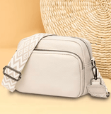 Genuine Leather Women’s Shoulder Bag – Wide Strap Solid Color Crossbody, Luxury Design Handbag & Mobile Phone Bag