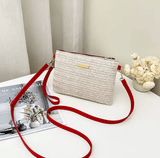 Women’s Woven Shoulder Bag – Fashion Messenger Bag, Straw Clutch & Mobile Phone Bag