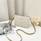 Women’s Woven Shoulder Bag – Fashion Messenger Bag, Straw Clutch & Mobile Phone Bag