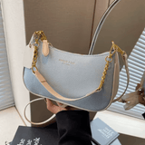 Women’s Fashion PU Shoulder Bag – Lichee Pattern with Letter Print, Adjustable Strap Tote for Shopping & Commuting