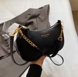 Women’s Fashion PU Shoulder Bag – Lichee Pattern with Letter Print, Adjustable Strap Tote for Shopping & Commuting