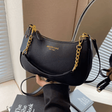 Women’s Fashion PU Shoulder Bag – Lichee Pattern with Letter Print, Adjustable Strap Tote for Shopping & Commuting