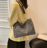 Women’s Large-Capacity Vintage Blue Tote Bag – Summer Bucket Shoulder Bag with Frosted Texture, Hot Sale Small Niche Design