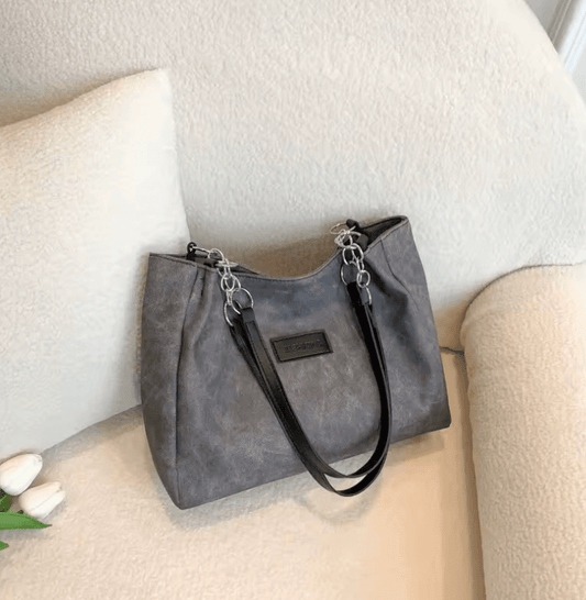 Women’s Large-Capacity Vintage Blue Tote Bag – Summer Bucket Shoulder Bag with Frosted Texture, Hot Sale Small Niche Design