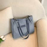Women’s Large-Capacity Vintage Blue Tote Bag – Summer Bucket Shoulder Bag with Frosted Texture, Hot Sale Small Niche Design