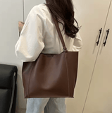 Women’s Large-Capacity Retro Shoulder Bag – Spring 2025 Pure Color Tote, Fashion Trend for Specialty Niche Market