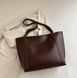 Women’s Large-Capacity Retro Shoulder Bag – Spring 2025 Pure Color Tote, Fashion Trend for Specialty Niche Market