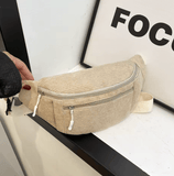 Women’s Corduroy Waist Bag – Student Shoulder Handbag, Crossbody Chest Bag, Fashion Fanny Pack & Phone Belt Purse