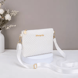 Women’s Herringbone Pattern S-Shaped Shoulder Bag – Solid Color Vertical Makeup Bag & Water Ripple Crossbody