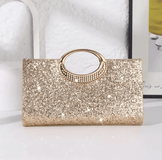Women’s Retro Large Round Ring Clutch – High-Texture Evening Bag, Vintage Style Handheld in Polyester Fiber