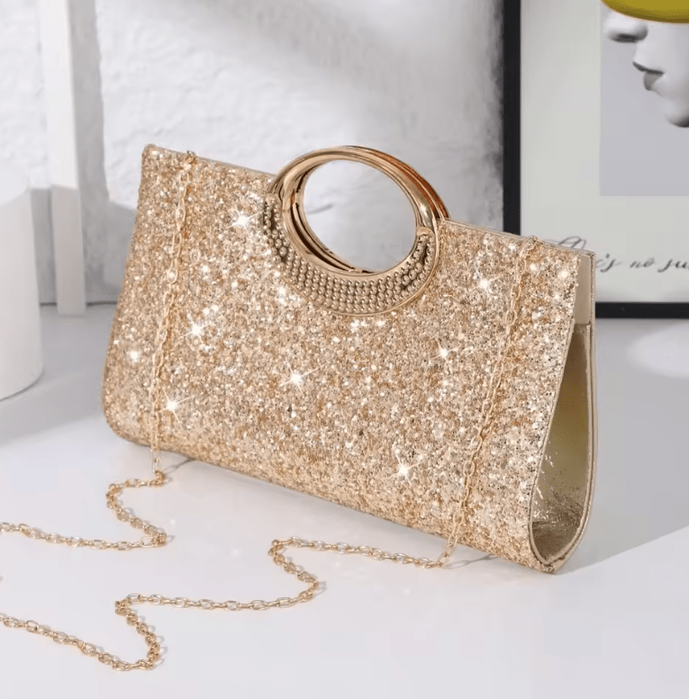Women’s Retro Large Round Ring Clutch – High-Texture Evening Bag, Vintage Style Handheld in Polyester Fiber