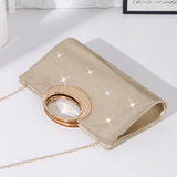 Women’s Retro Large Round Ring Clutch – High-Texture Evening Bag, Vintage Style Handheld in Polyester Fiber