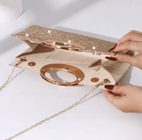 Women’s Retro Large Round Ring Clutch – High-Texture Evening Bag, Vintage Style Handheld in Polyester Fiber