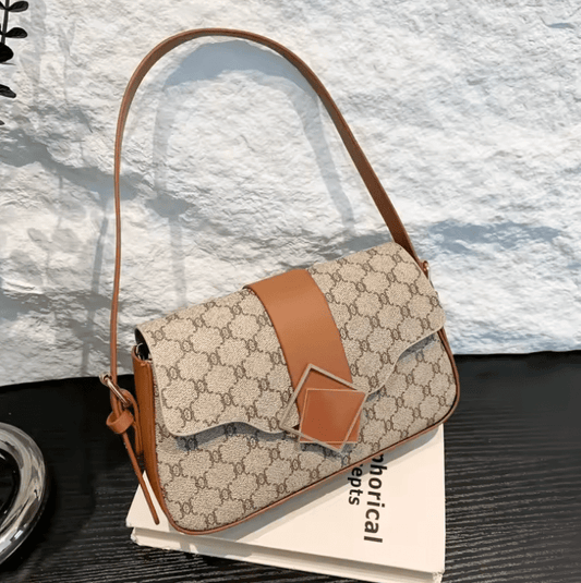 Women’s Retro Plaid Shoulder Bag – Hot Sale Small Square Bag with Color Collision Floral Design, High-End Unique Fashion