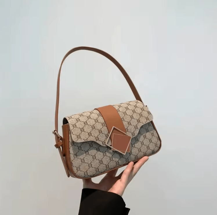 Women’s Retro Plaid Shoulder Bag – Hot Sale Small Square Bag with Color Collision Floral Design, High-End Unique Fashion