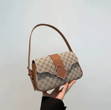 Women’s Retro Plaid Shoulder Bag – Hot Sale Small Square Bag with Color Collision Floral Design, High-End Unique Fashion