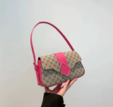 Women’s Retro Plaid Shoulder Bag – Hot Sale Small Square Bag with Color Collision Floral Design, High-End Unique Fashion