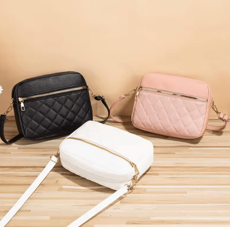 Women’s Fashion PU Crossbody Bag – Textured Large-Capacity Shoulder Bag with Zipper Design for Casual Daily Use