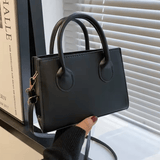 Women’s Minimalist Black Small Square Bag – All-Match Top Handle Purse, Classic Shoulder & Crossbody Handbag for Work