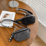 Women’s Brand Diamond Waist Bag – Chain Fanny Pack & Phone Pouch, Fashion PU Shoulder, Crossbody, Chest & Hip Belt Bag