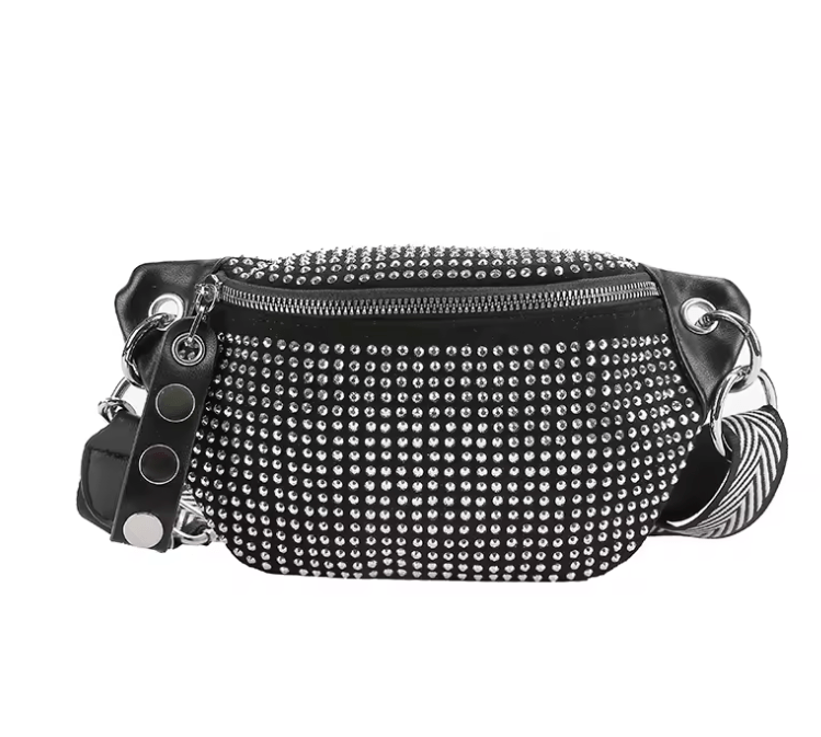 Women’s Brand Diamond Waist Bag – Chain Fanny Pack & Phone Pouch, Fashion PU Shoulder, Crossbody, Chest & Hip Belt Bag