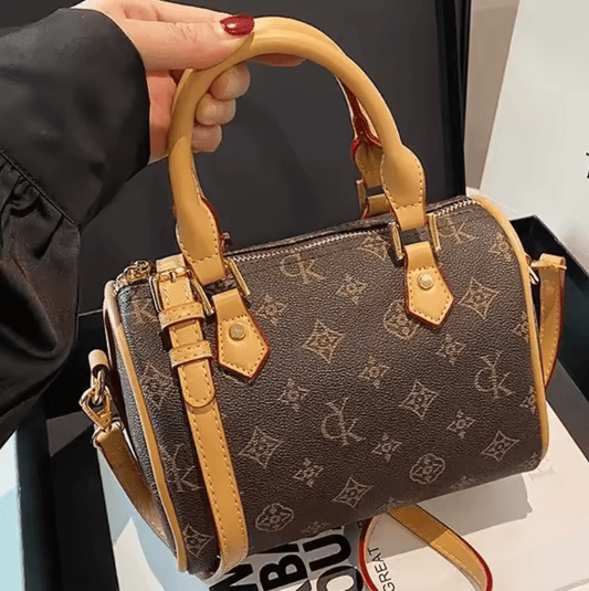 Women’s Vintage Floral Pillow Bag – Soft PU Leather Round Handbag, Crossbody with Internal Zipper & Polyester Lining