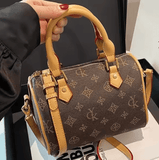 Women’s Vintage Floral Pillow Bag – Soft PU Leather Round Handbag, Crossbody with Internal Zipper & Polyester Lining