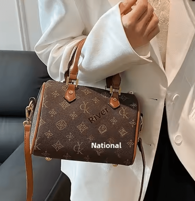 Women’s Vintage Floral Pillow Bag – Soft PU Leather Round Handbag, Crossbody with Internal Zipper & Polyester Lining