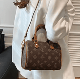 Women’s Vintage Floral Pillow Bag – Soft PU Leather Round Handbag, Crossbody with Internal Zipper & Polyester Lining