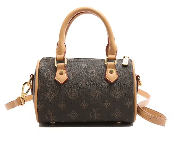 Women’s Vintage Floral Pillow Bag – Soft PU Leather Round Handbag, Crossbody with Internal Zipper & Polyester Lining