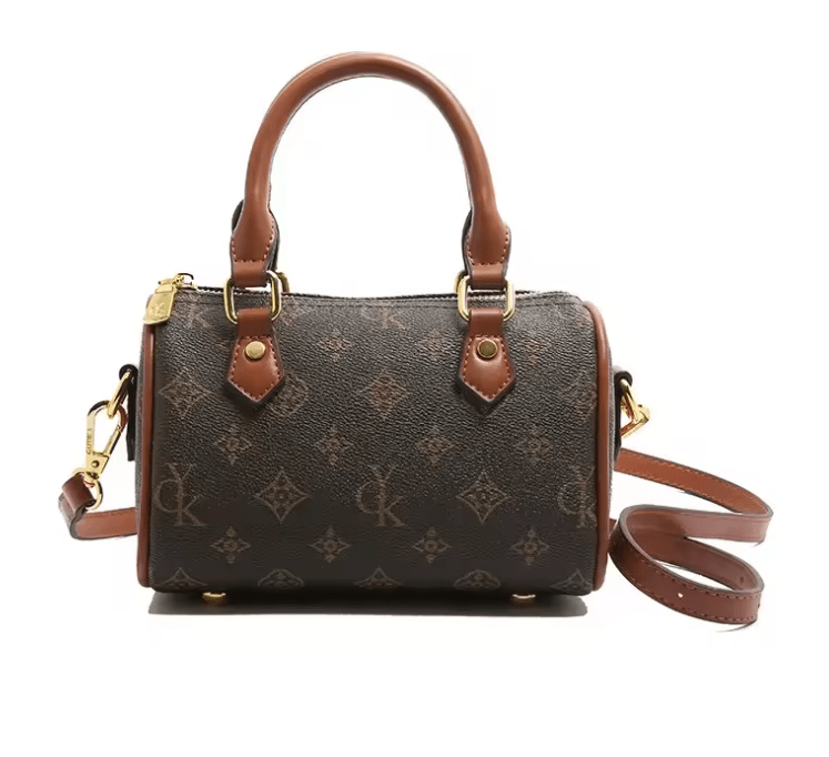 Women’s Vintage Floral Pillow Bag – Soft PU Leather Round Handbag, Crossbody with Internal Zipper & Polyester Lining