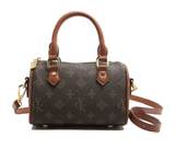 Women’s Vintage Floral Pillow Bag – Soft PU Leather Round Handbag, Crossbody with Internal Zipper & Polyester Lining