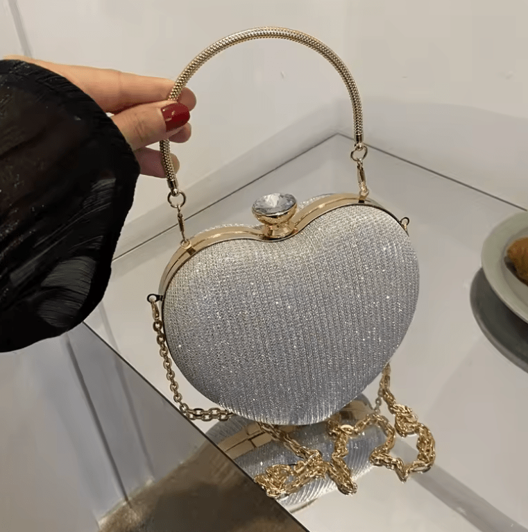 Women’s Luxury Heart-Shaped Shoulder Bag – Fashion Chain Strap Crossbody, Evening Purse for Wedding & Party