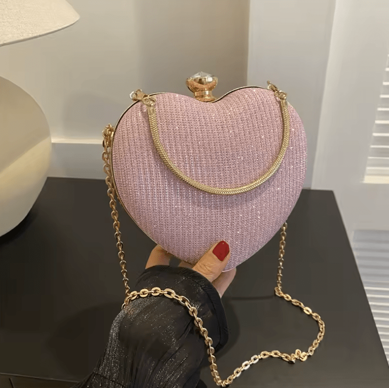 Women’s Luxury Heart-Shaped Shoulder Bag – Fashion Chain Strap Crossbody, Evening Purse for Wedding & Party