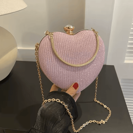 Women’s Luxury Heart-Shaped Shoulder Bag – Fashion Chain Strap Crossbody, Evening Purse for Wedding & Party