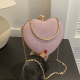 Women’s Luxury Heart-Shaped Shoulder Bag – Fashion Chain Strap Crossbody, Evening Purse for Wedding & Party