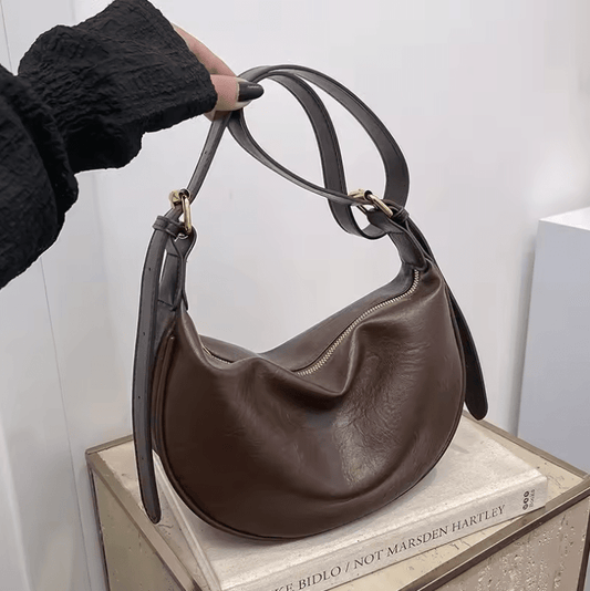 Women’s Fashion Retro Dumpling Shoulder Bag – Quality Crossbody with Zipper, Single Strap & Polyester Lining for Commuting