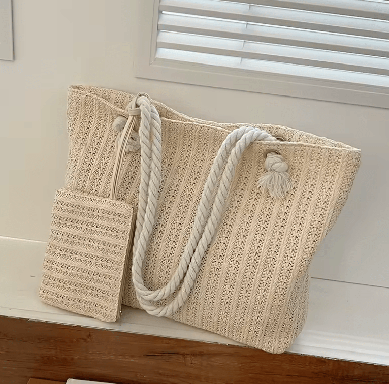 Designer Women’s Large-Capacity Straw Tote – Fashion Summer Beach Bag, Casual Bali Style Big Purse